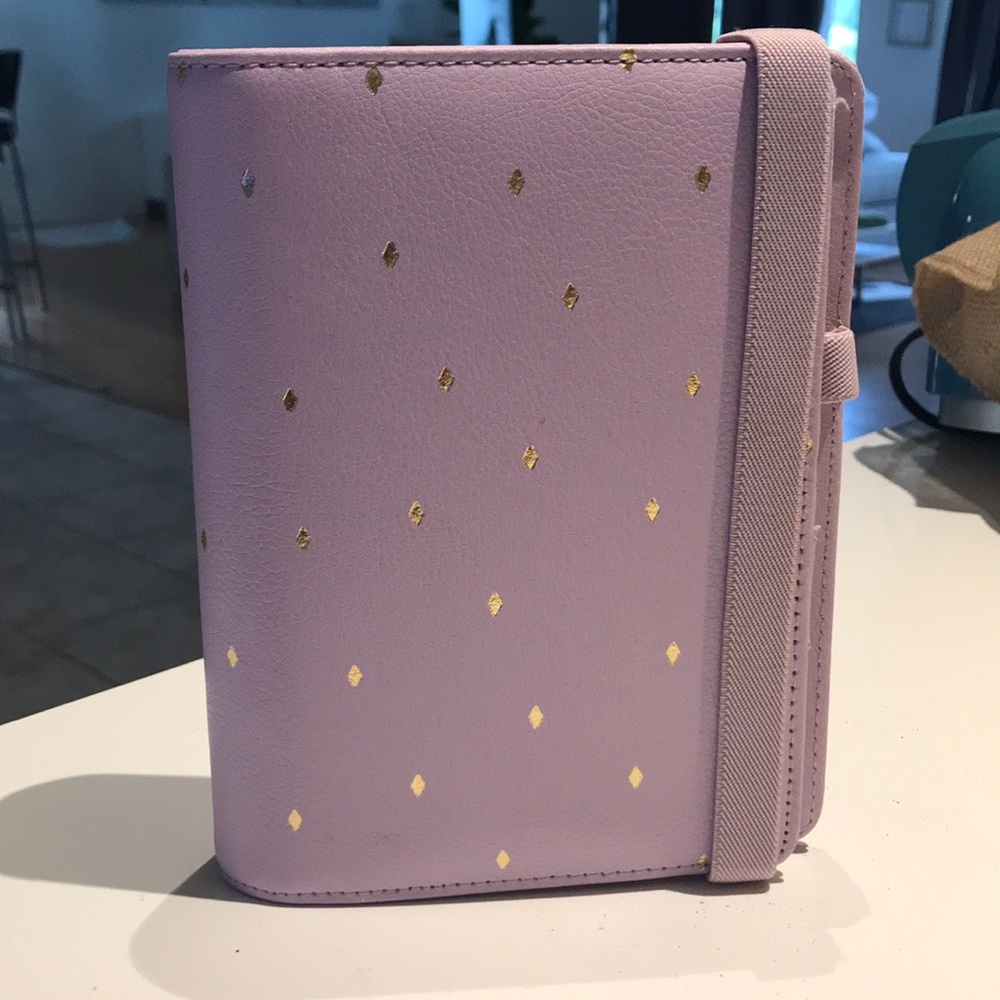 Kikki-K planner in lavender with gold pattern
